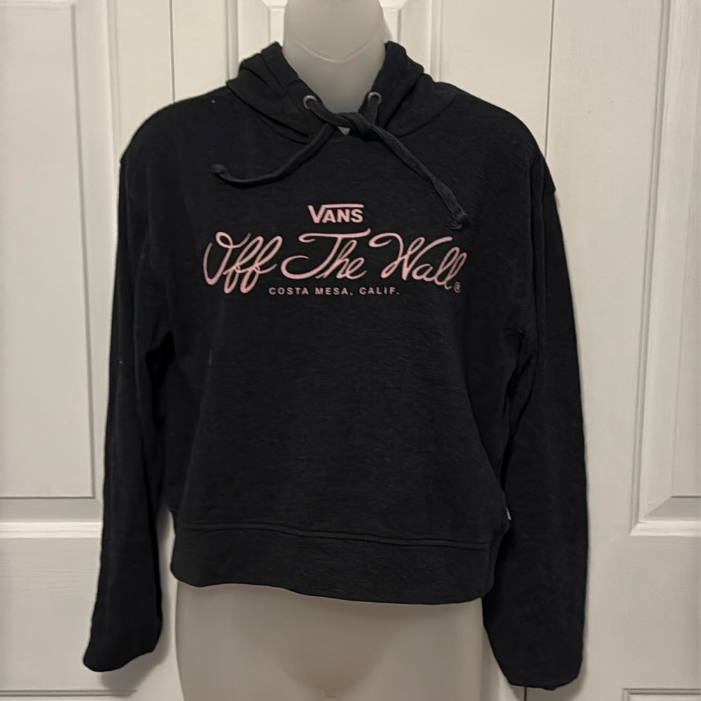 VANS Off The Wall Sz XS Crop Logo Hoodie Sweatshirt GUC BP1
